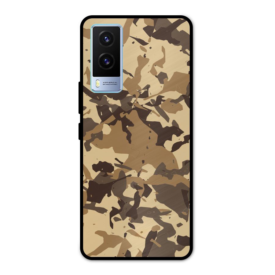 Brown Camouflage Army Metal Back Case for Vivo V21e 5G
