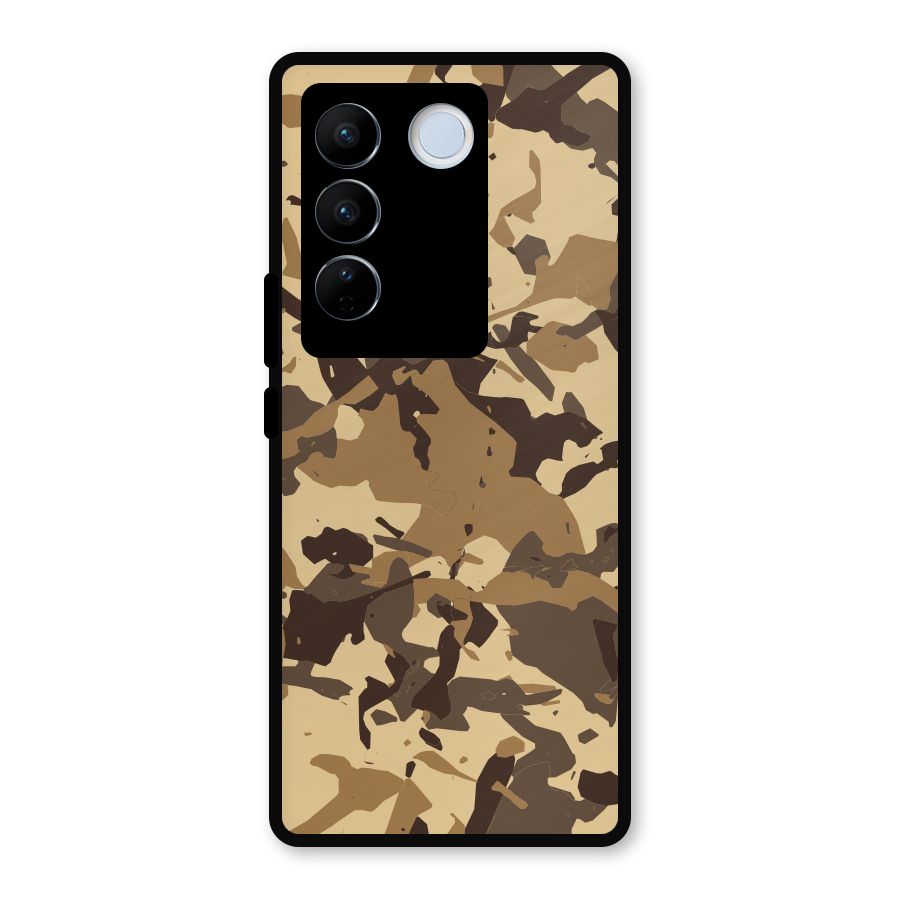 Brown Camouflage Army Metal Back Case for Vivo V27