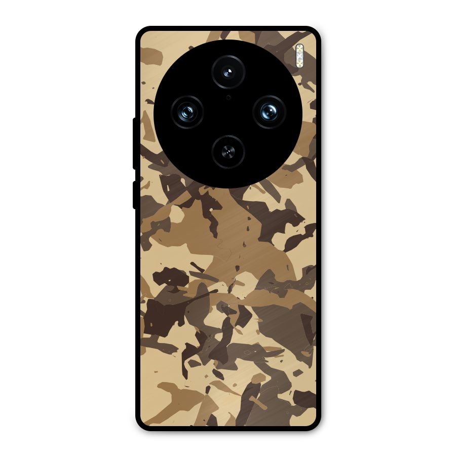 Brown Camouflage Army Metal Back Case for Vivo X100 Pro
