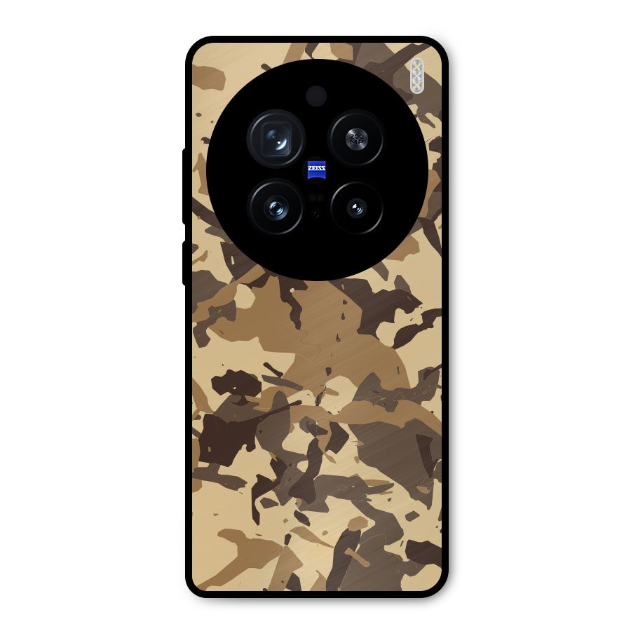 Brown Camouflage Army Metal Back Case for Vivo X200 Pro