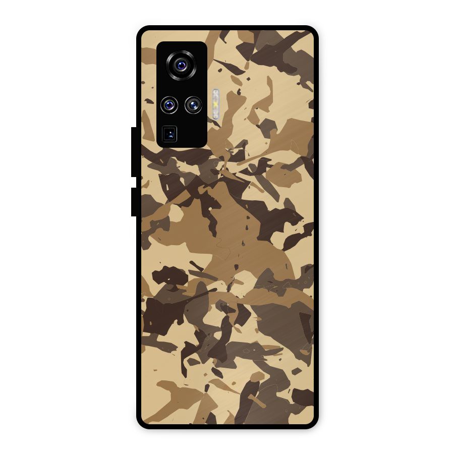 Brown Camouflage Army Metal Back Case for Vivo X50 Pro