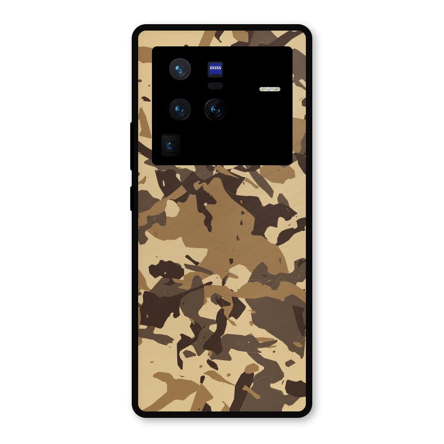 Brown Camouflage Army Metal Back Case for Vivo X80 Pro