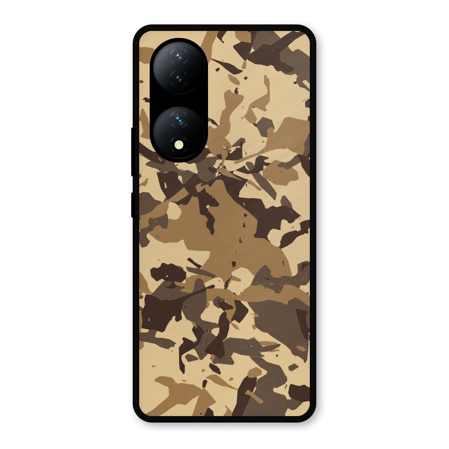 Brown Camouflage Army Metal Back Case for Vivo Y100a