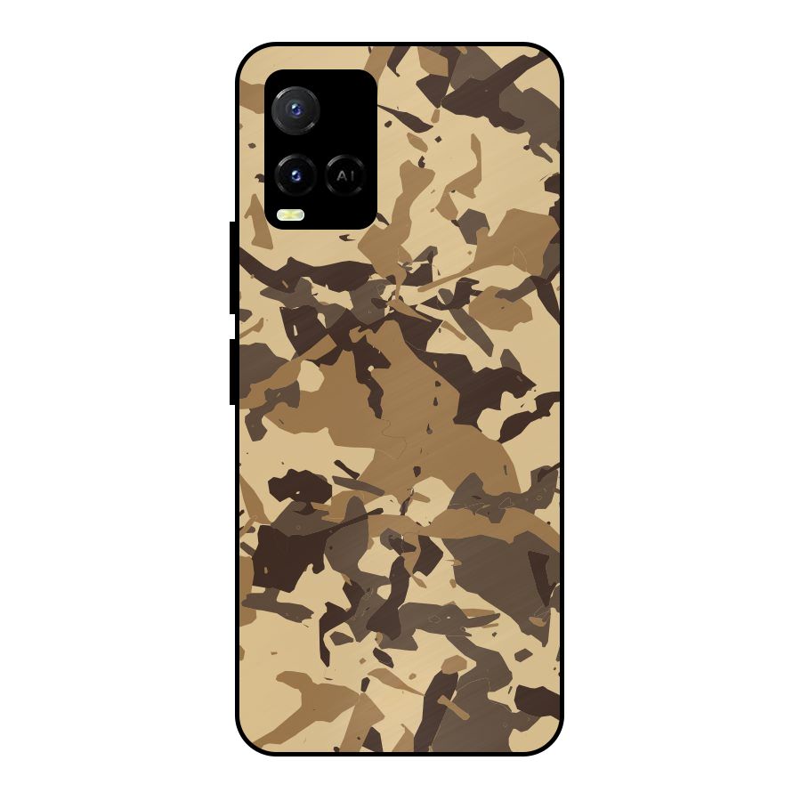 Brown Camouflage Army Metal Back Case for Vivo Y21