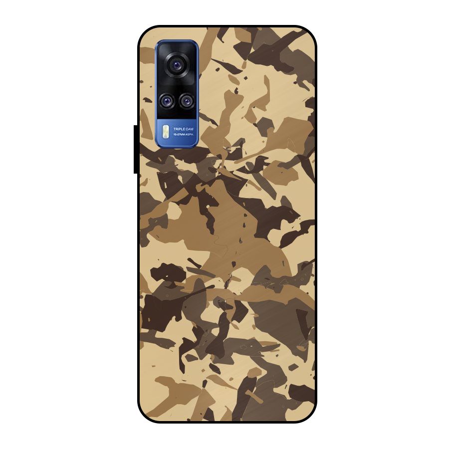 Brown Camouflage Army Metal Back Case for Vivo Y51