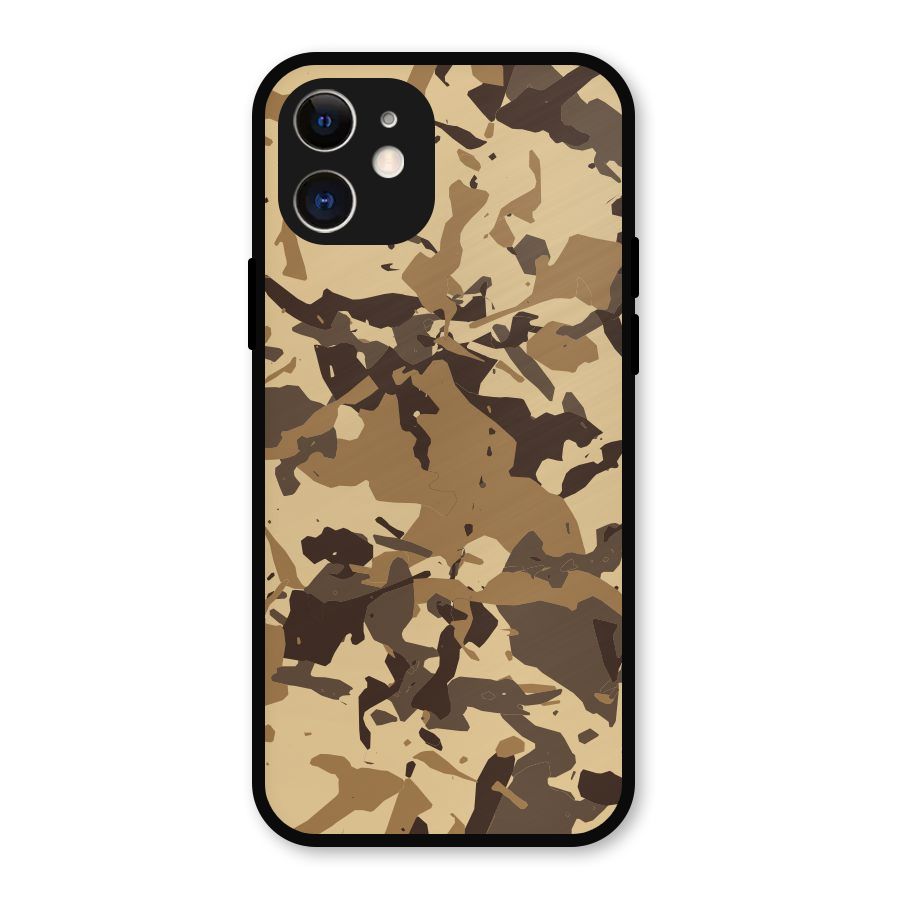 Brown Camouflage Army Metal Back Case for iPhone 12