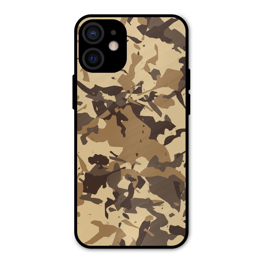 Brown Camouflage Army Metal Back Case for iPhone 12 Mini
