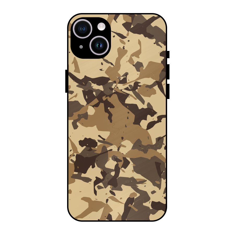 Brown Camouflage Army Metal Back Case for iPhone 14 Plus