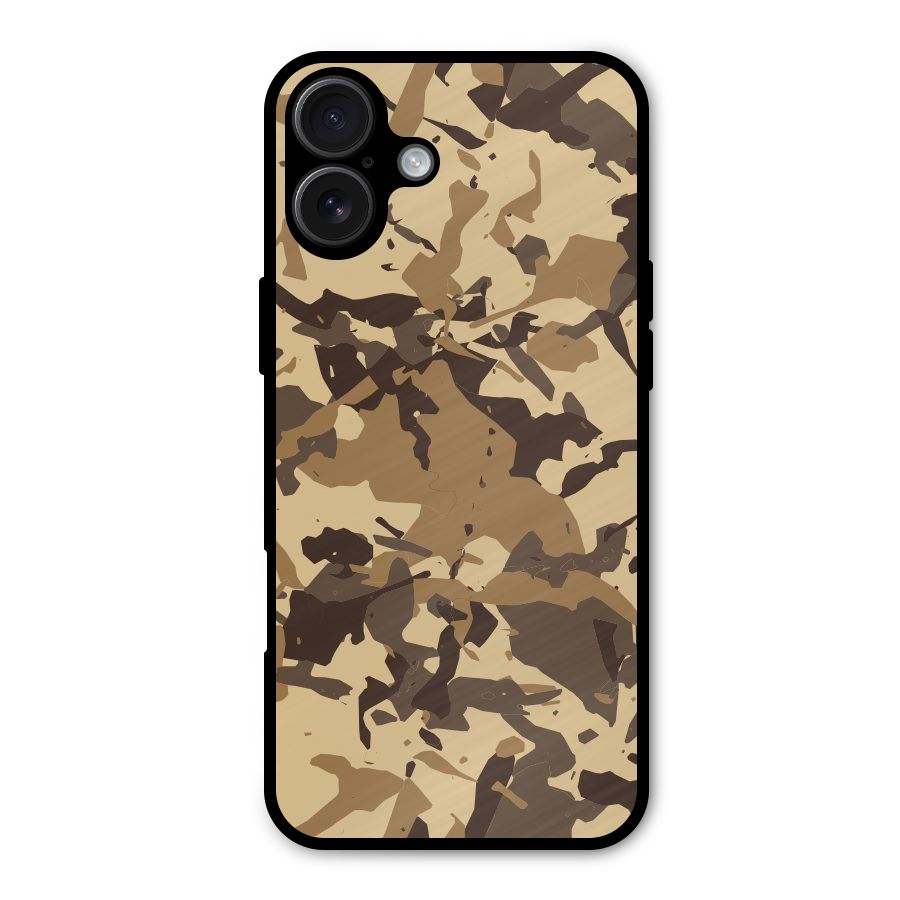 Brown Camouflage Army Metal Back Case for iPhone 16 Plus