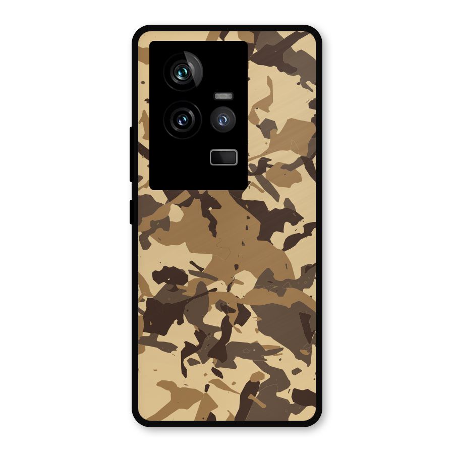 Brown Camouflage Army Metal Back Case for iQOO 11 5G