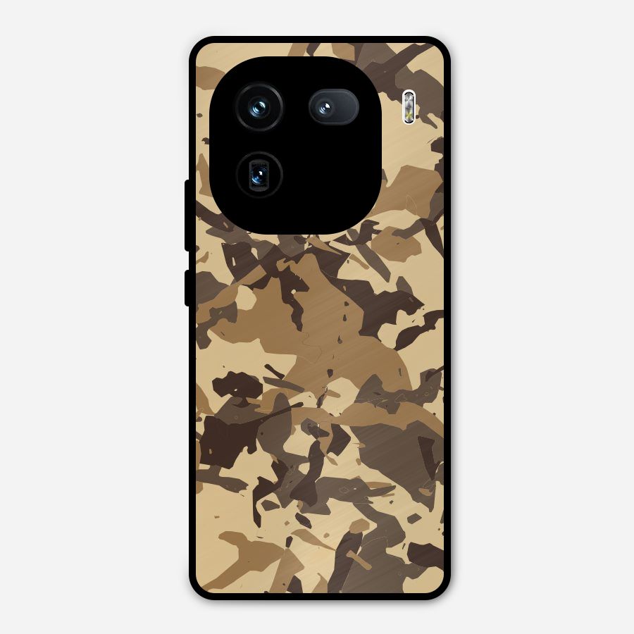 Brown Camouflage Army Metal Back Case for iQOO 12