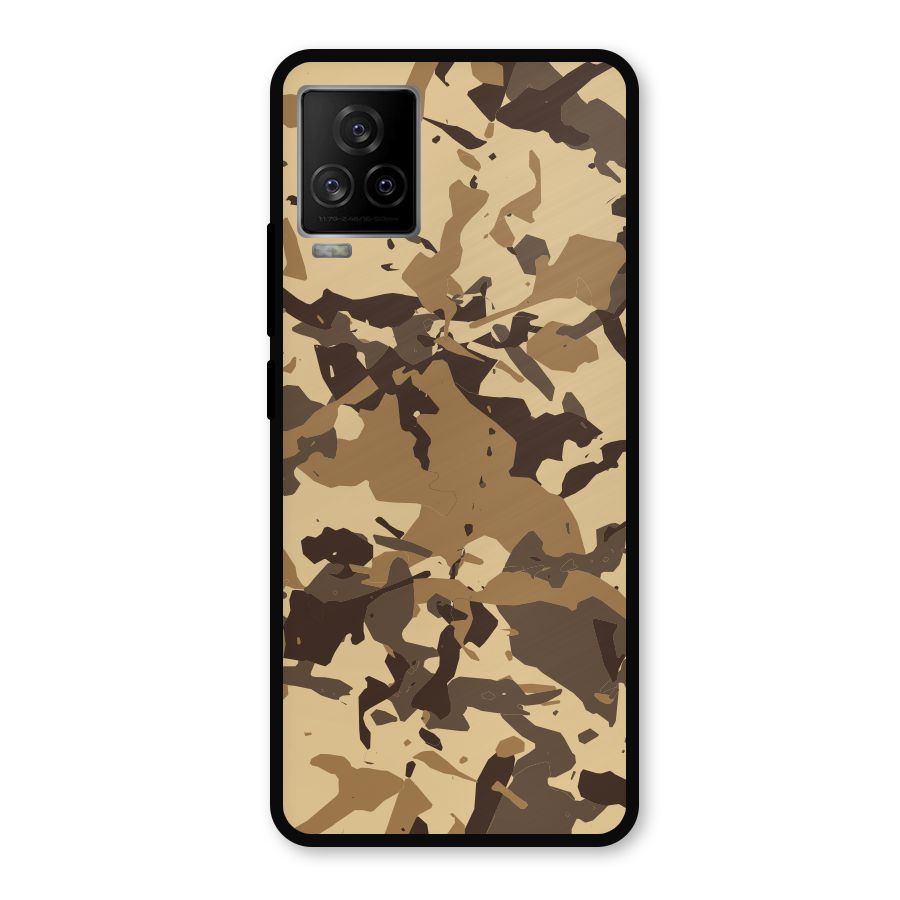 Brown Camouflage Army Metal Back Case for iQOO 7 Legend 5G