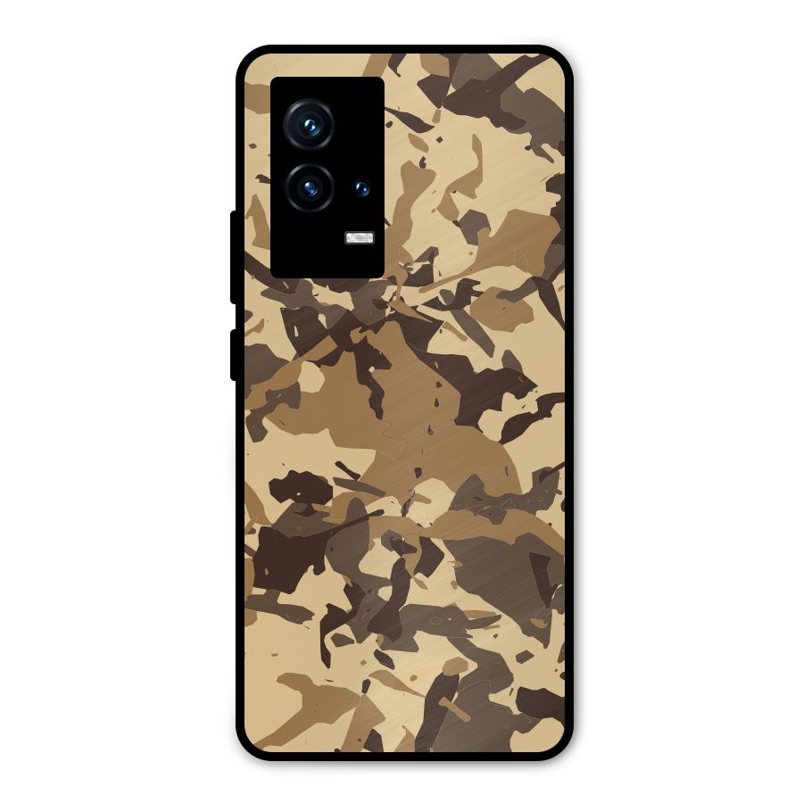 Brown Camouflage Army Metal Back Case for iQOO 9 5G