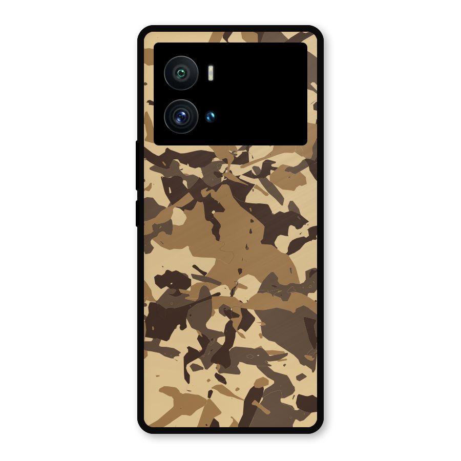 Brown Camouflage Army Metal Back Case for iQOO 9 Pro
