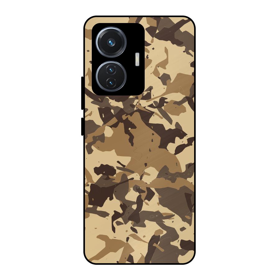 Brown Camouflage Army Metal Back Case for iQOO Z6 44W
