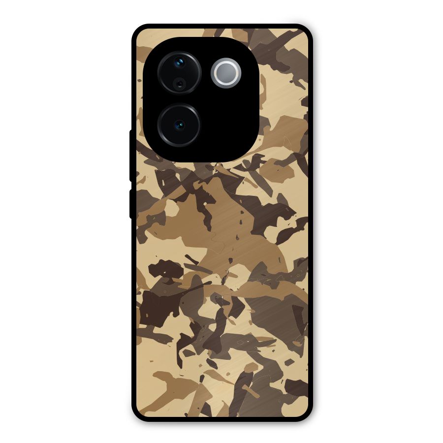 Brown Camouflage Army Metal Back Case for iQOO Z9s Pro