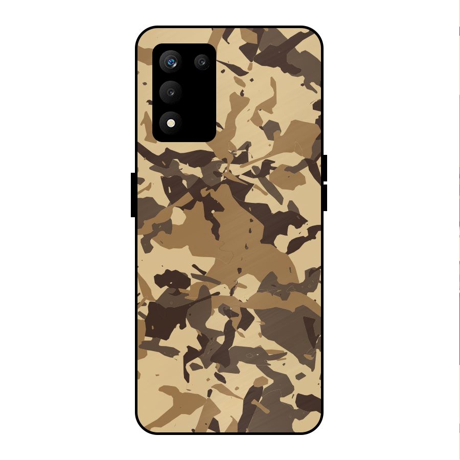 Brown Camouflage Army Metal Back Case for realme 9 5G SE