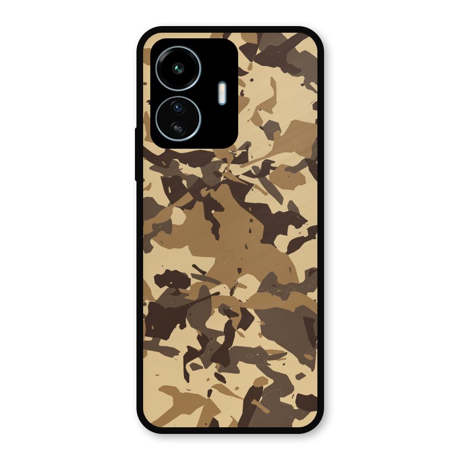 Brown Camouflage Army Metal Back Case for vivo iQOO Z6 Lite 5G