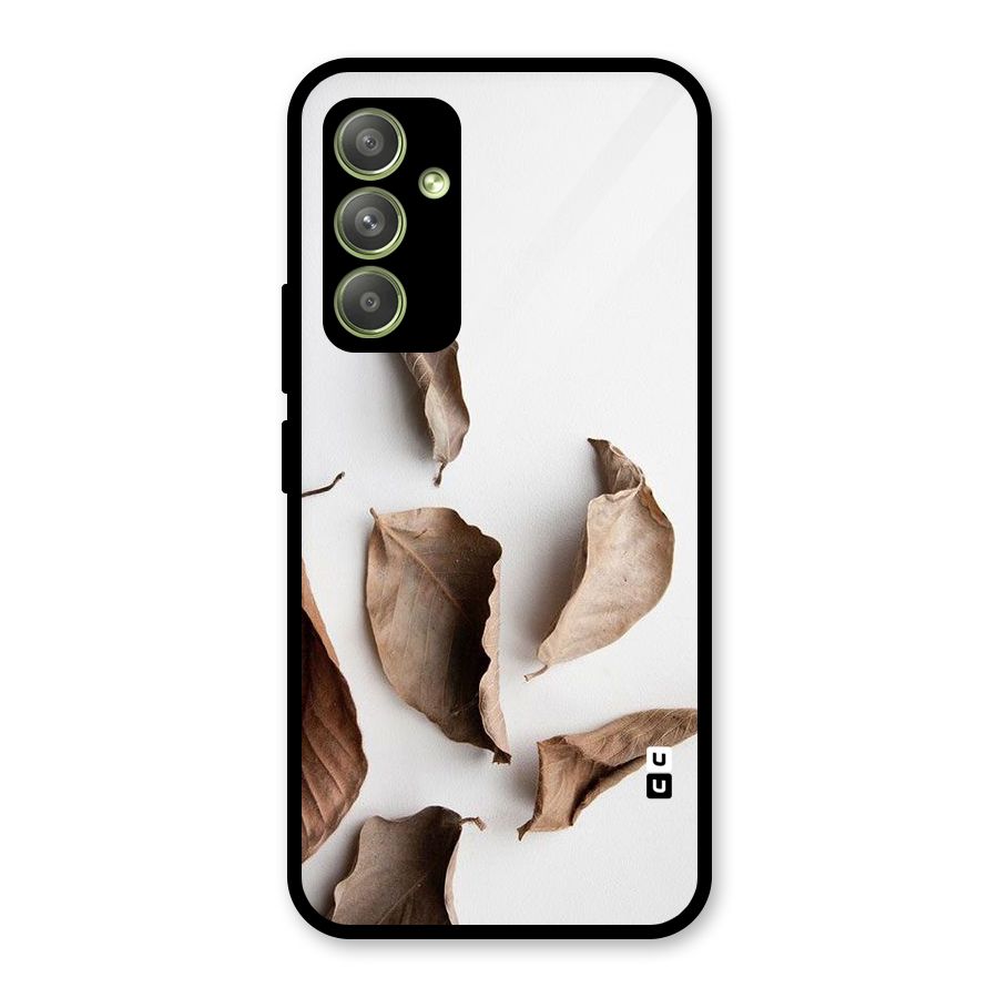 Brown Dusty Leaves Glass Back Case for Galaxy A54