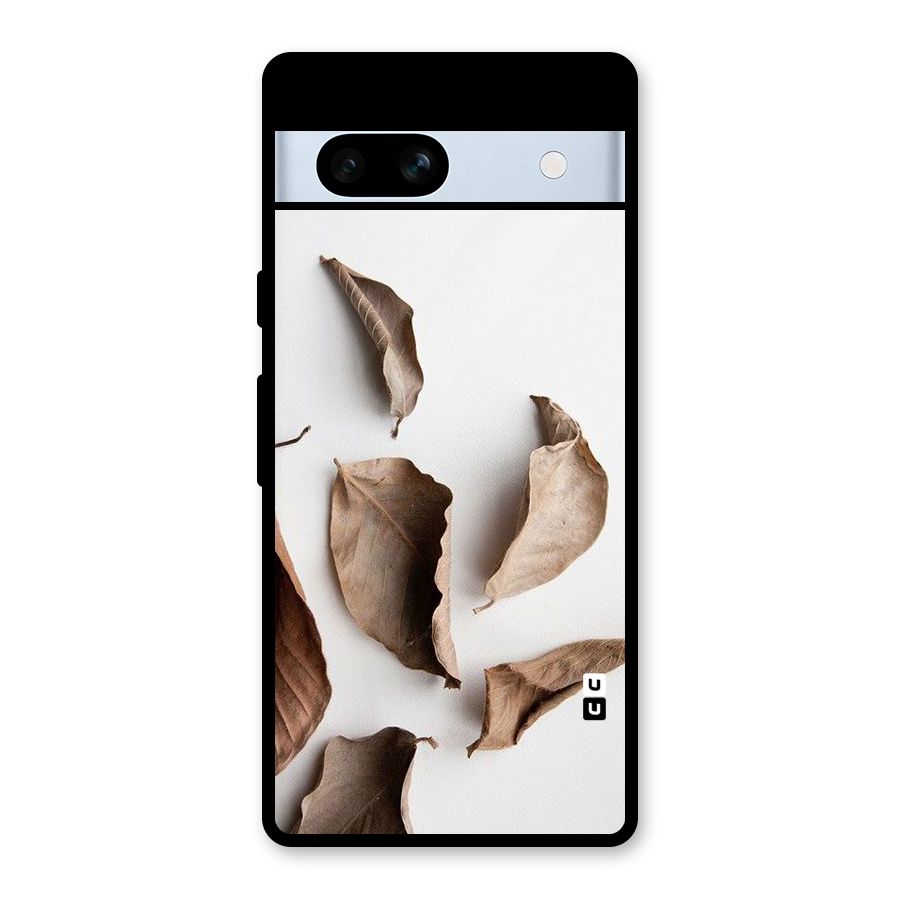 Brown Dusty Leaves Glass Back Case for Google Pixel 7a