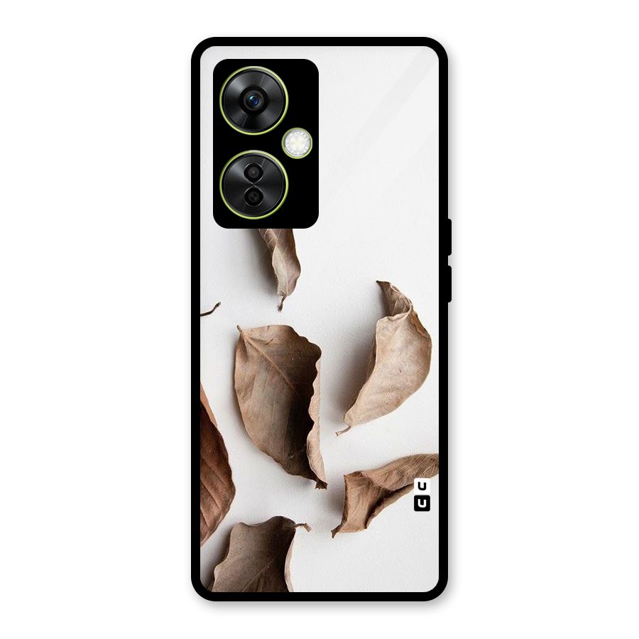 Brown Dusty Leaves Glass Back Case for OnePlus Nord CE 3 Lite