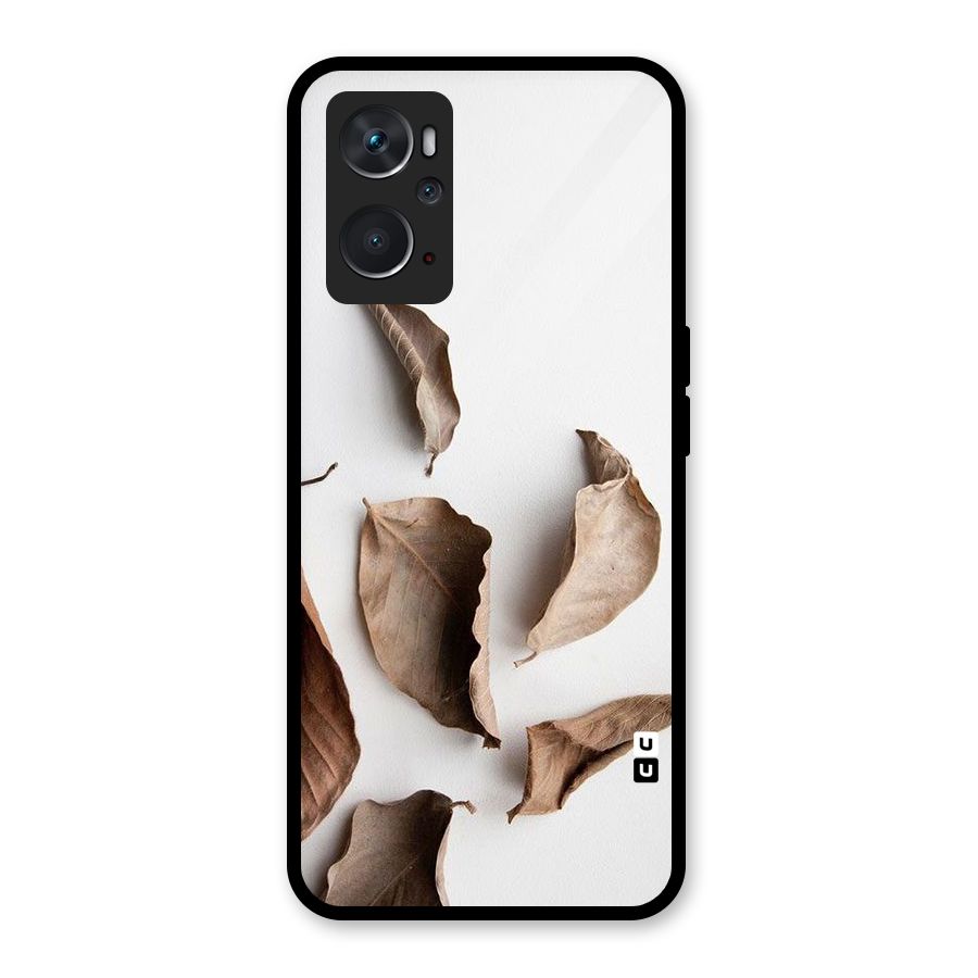 Brown Dusty Leaves Glass Back Case for Oppo K10 4G