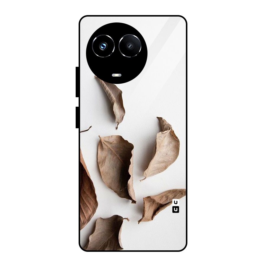 Brown Dusty Leaves Glass Back Case for Realme Narzo 60X