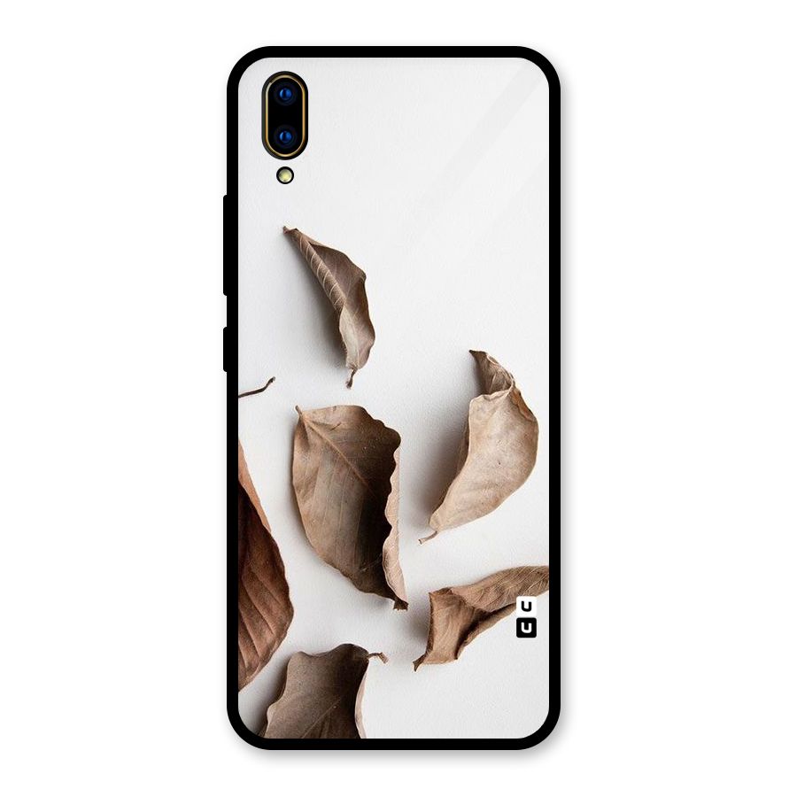 Brown Dusty Leaves Glass Back Case for Vivo V11 Pro