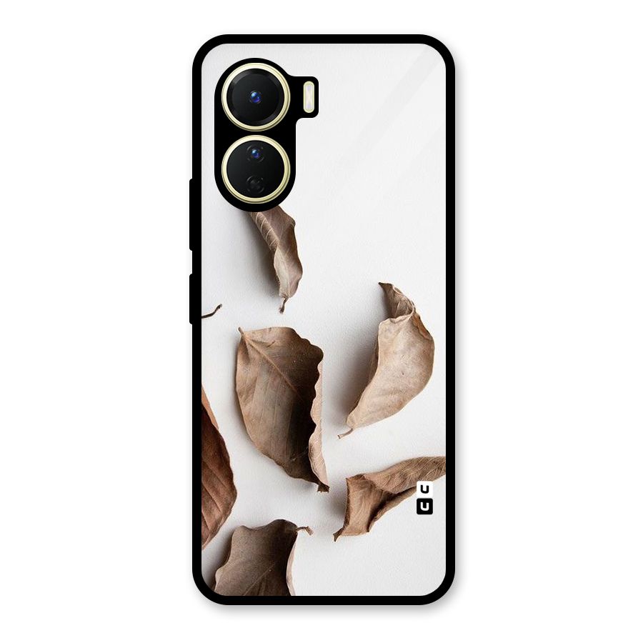 Brown Dusty Leaves Glass Back Case for Vivo Y16