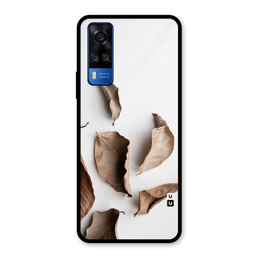 Brown Dusty Leaves Glass Back Case for Vivo Y31