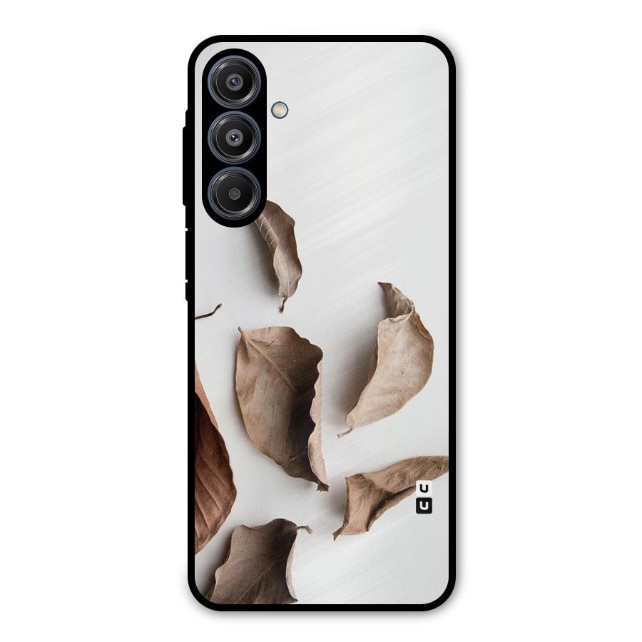 Brown Dusty Leaves Metal Back Case for Galaxy A16 5G