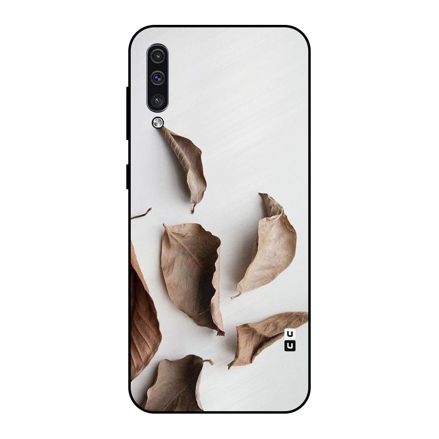Brown Dusty Leaves Metal Back Case for Galaxy A50