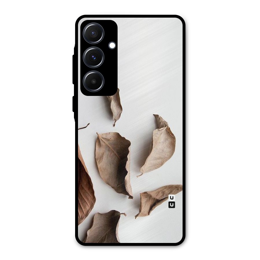 Brown Dusty Leaves Metal Back Case for Galaxy A55
