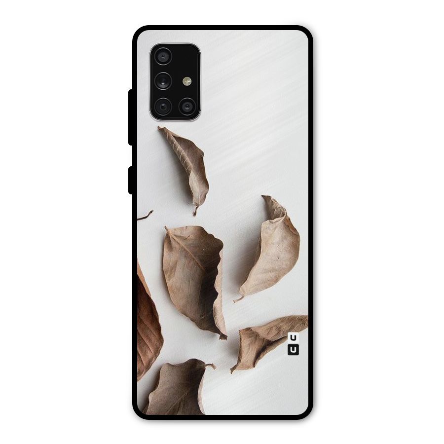 Brown Dusty Leaves Metal Back Case for Galaxy A71