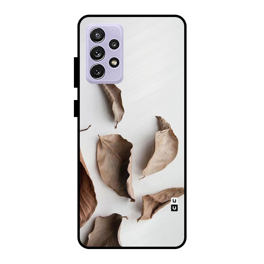 Brown Dusty Leaves Metal Back Case for Galaxy A72