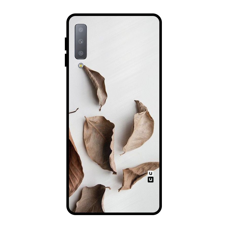 Brown Dusty Leaves Metal Back Case for Galaxy A7 (2018)