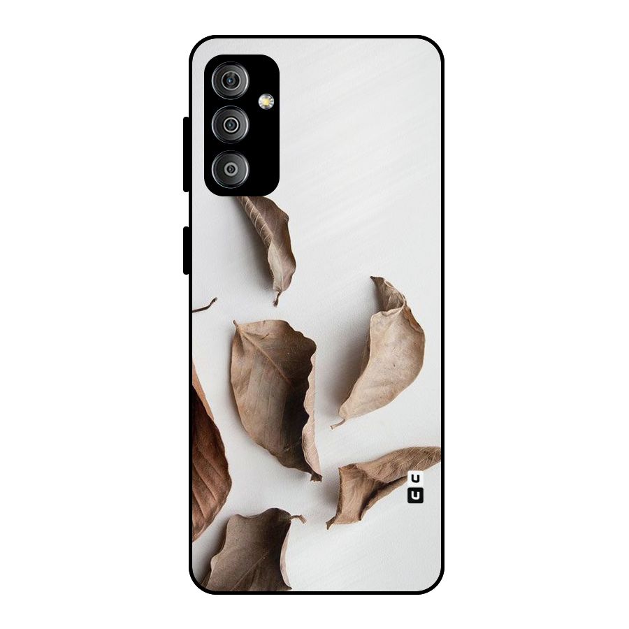 Brown Dusty Leaves Metal Back Case for Galaxy F23