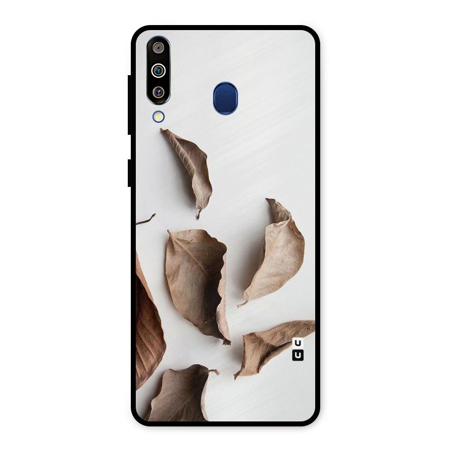 Brown Dusty Leaves Metal Back Case for Galaxy M30