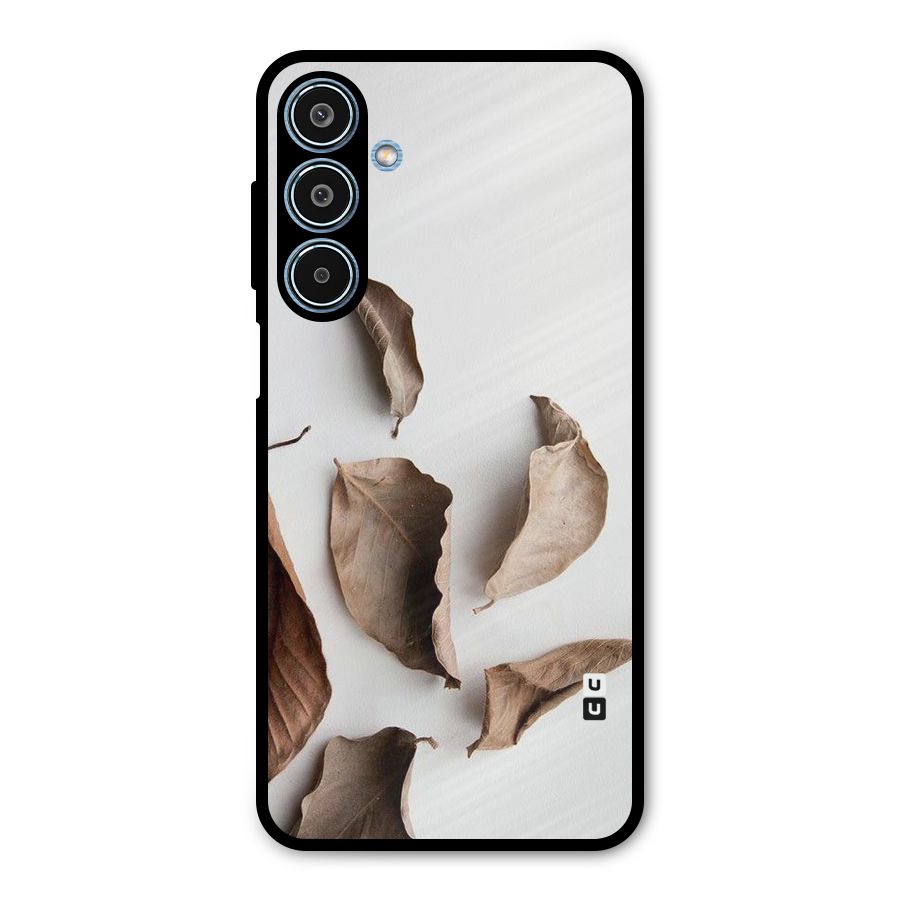 Brown Dusty Leaves Metal Back Case for Galaxy M35