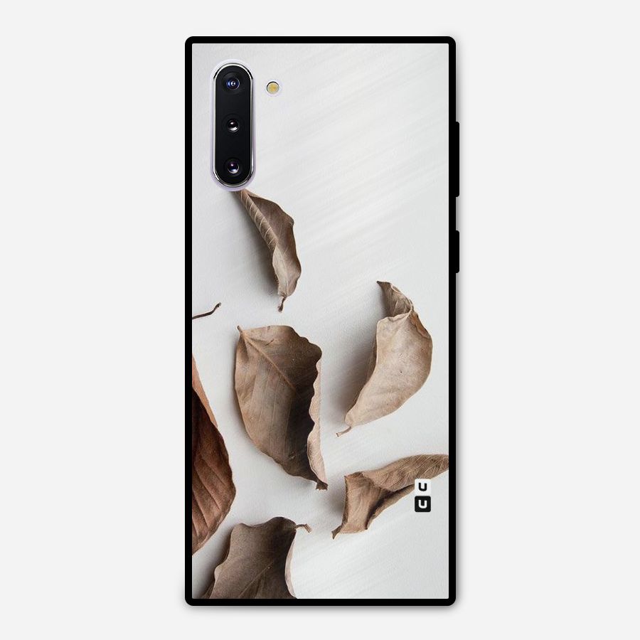 Brown Dusty Leaves Metal Back Case for Galaxy Note 10