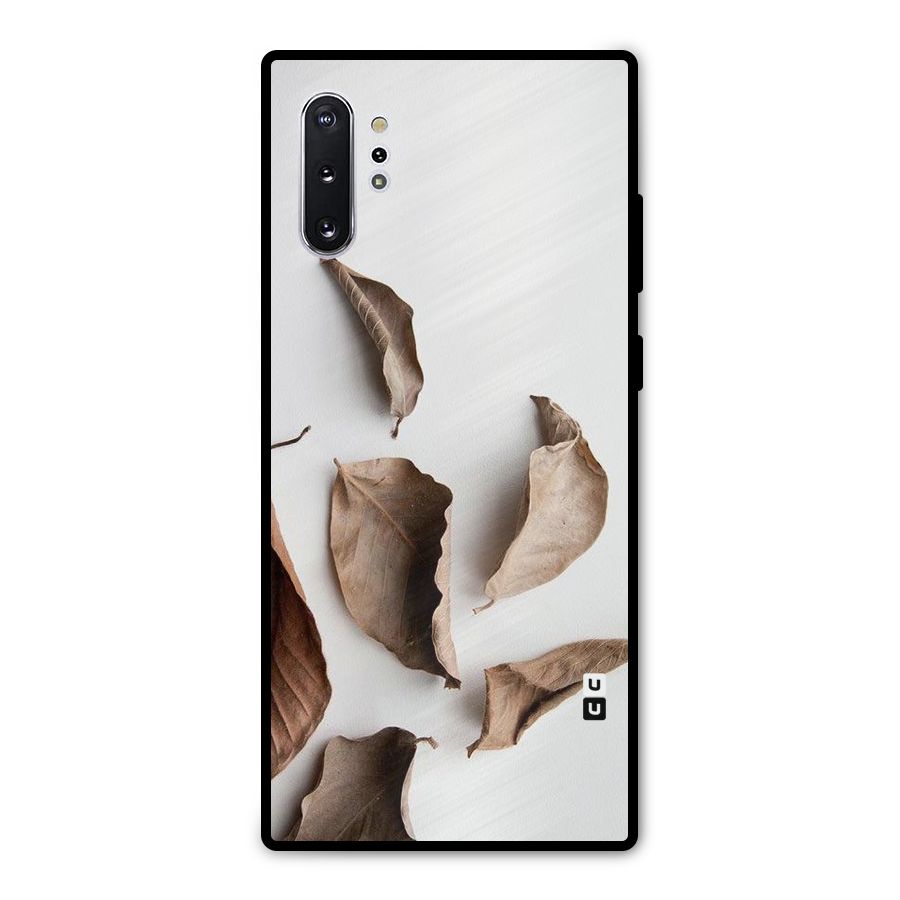 Brown Dusty Leaves Metal Back Case for Galaxy Note 10 Plus