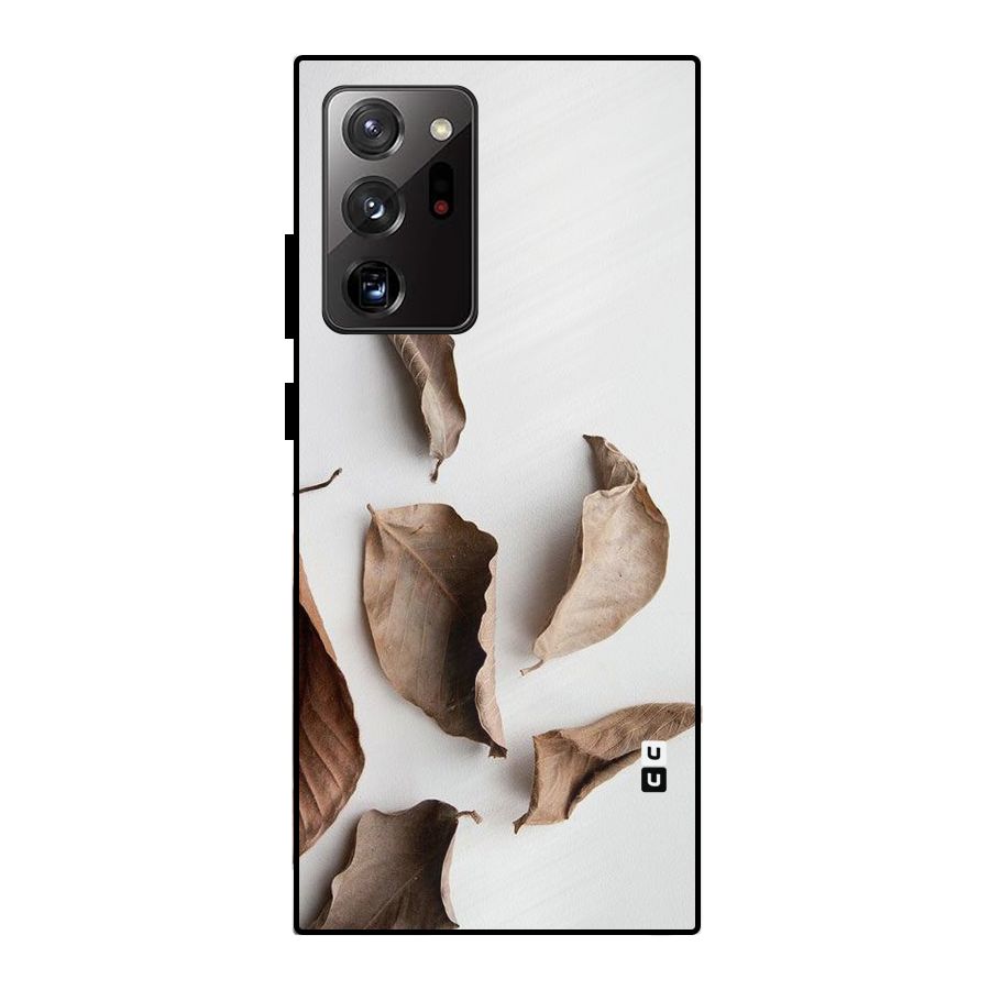 Brown Dusty Leaves Metal Back Case for Galaxy Note 20 Ultra