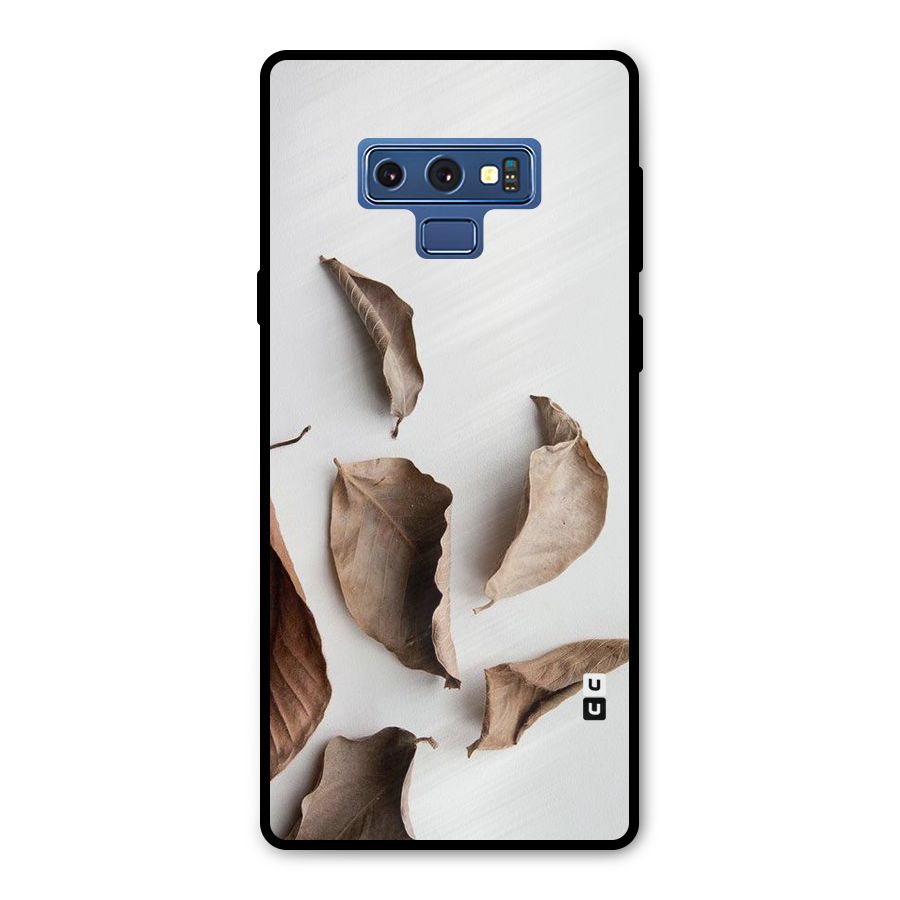 Brown Dusty Leaves Metal Back Case for Galaxy Note 9
