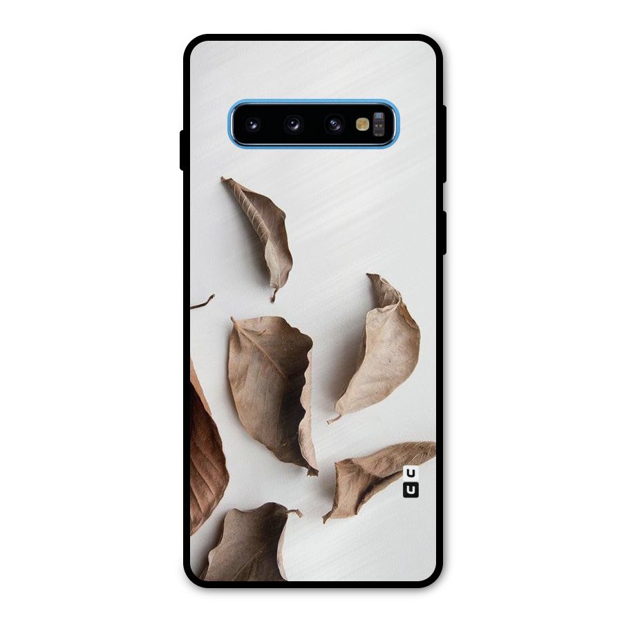 Brown Dusty Leaves Metal Back Case for Galaxy S10