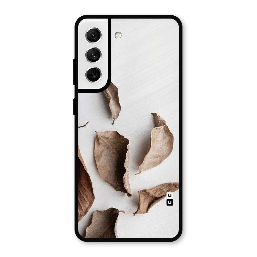 Brown Dusty Leaves Metal Back Case for Galaxy S21 FE 5G