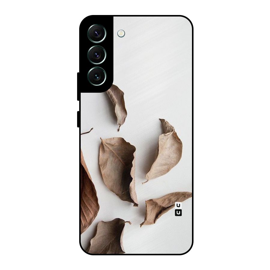 Brown Dusty Leaves Metal Back Case for Galaxy S22 Plus 5G