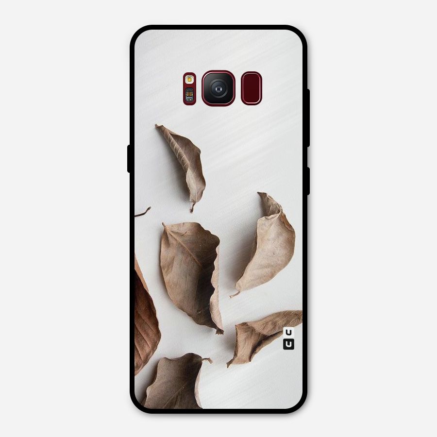 Brown Dusty Leaves Metal Back Case for Galaxy S8