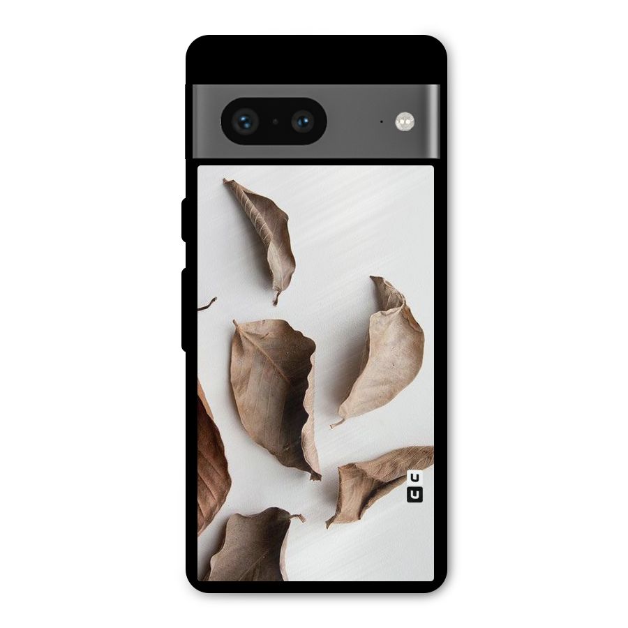Brown Dusty Leaves Metal Back Case for Google Pixel 7