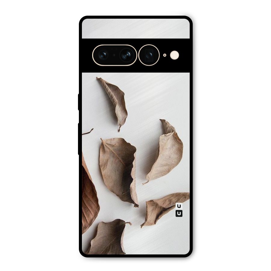 Brown Dusty Leaves Metal Back Case for Google Pixel 7 Pro