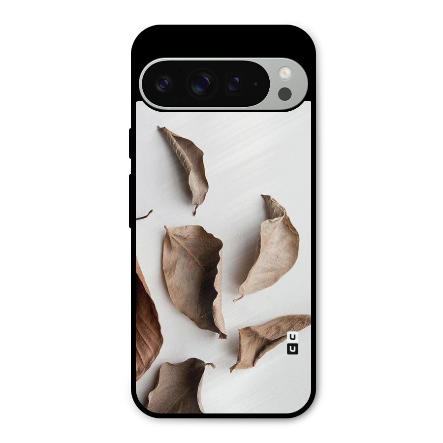 Brown Dusty Leaves Metal Back Case for Google Pixel 9 Pro XL
